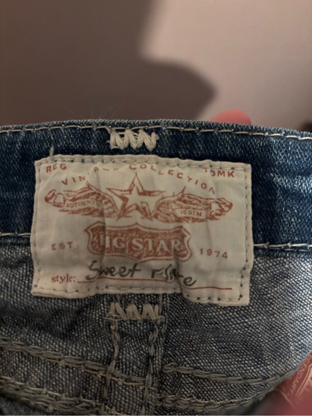 Women’s Flared Blue Jeans - Classic Distressed Style big star - Picture 5 of 6